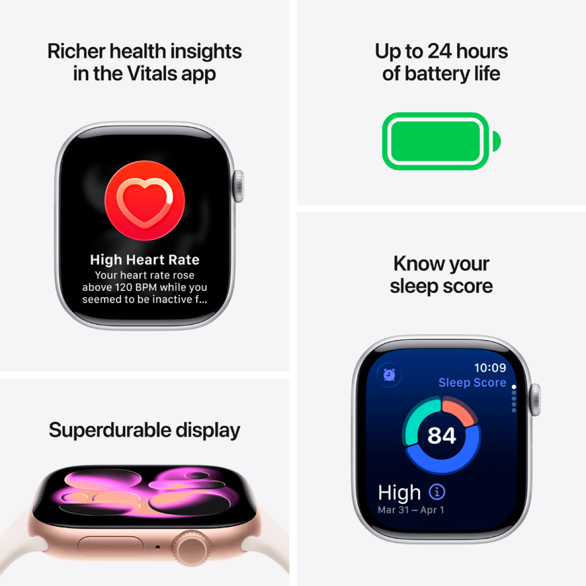 Apple Watch Series 11 GPS 42mm Silver Aluminium Case with Purple Fog Sport Band - S/M,Model A3331 - Image 7