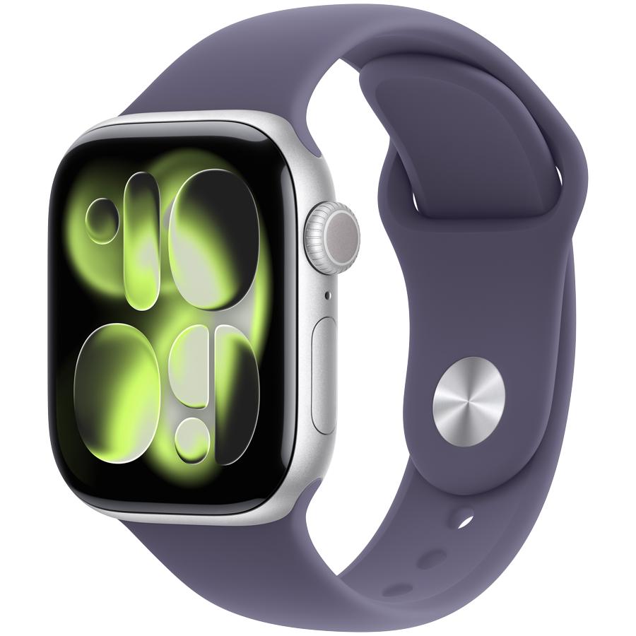 Apple Watch Series 11 GPS 42mm Silver Aluminium Case with Purple Fog Sport Band - S/M,Model A3331